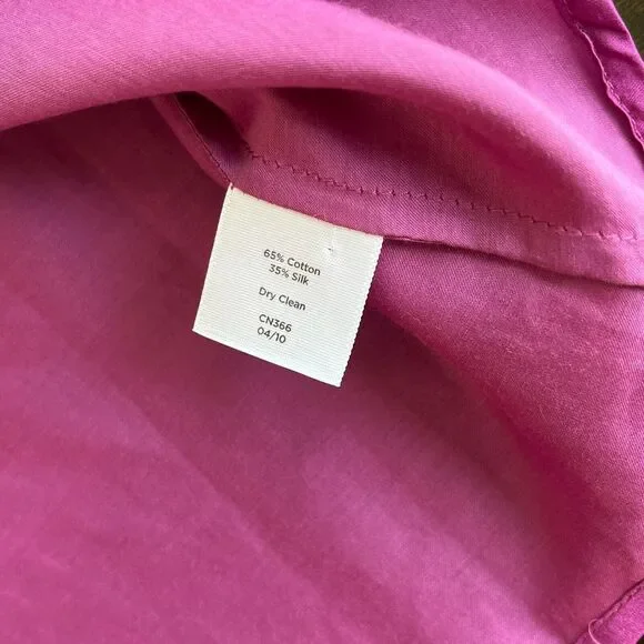 Talbots Women's Silk Cotton Blend Ruffle Neckline Blouse Magenta Size 20 NWOT - Picture 7 of 7